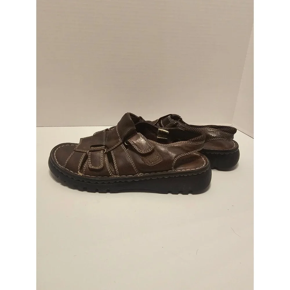 Mens Montego Bay Fisherman Leather Brown Sandals 9.5 Grooved Sole
